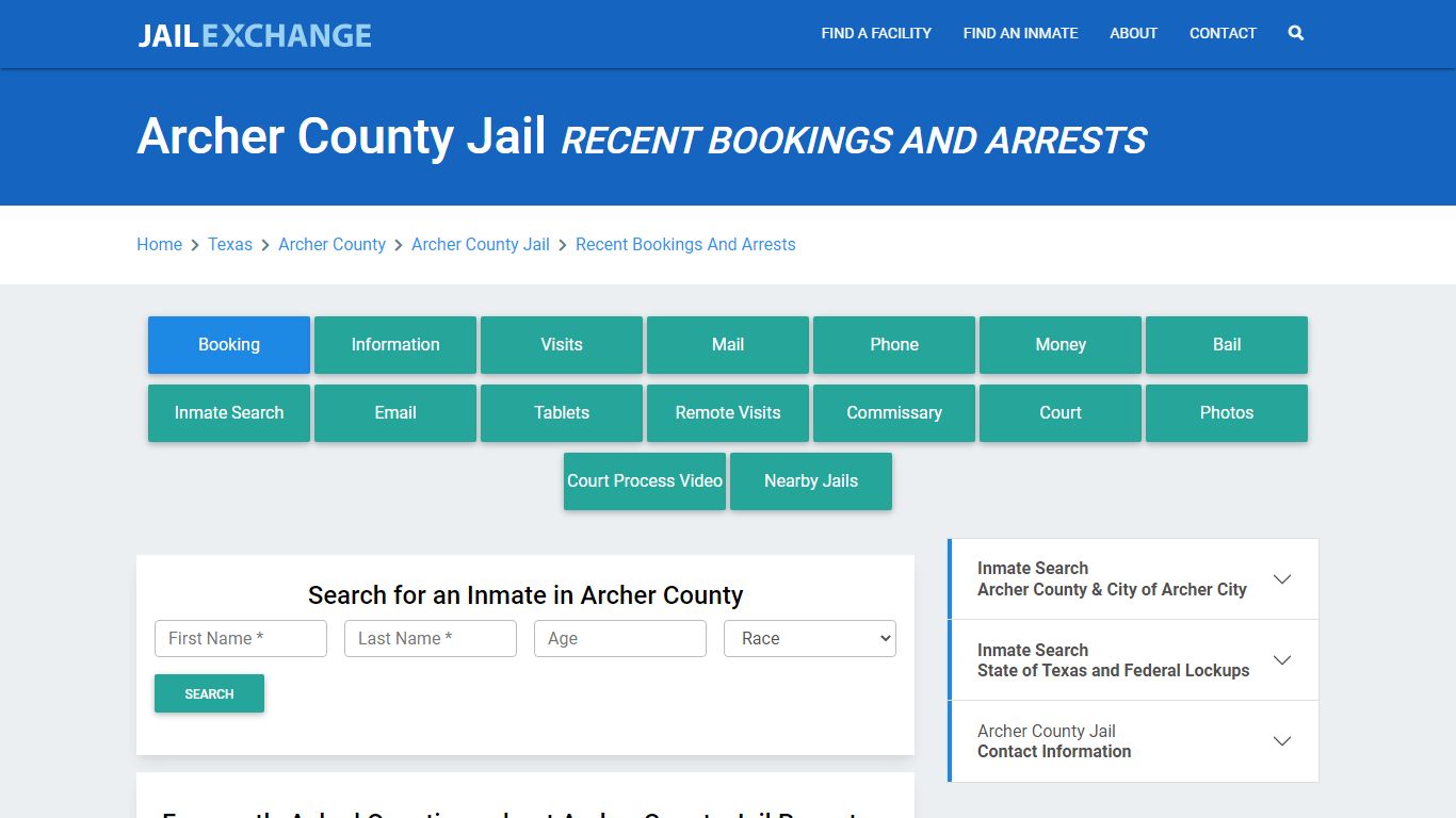 Archer County Jail Recent Bookings And Arrests - Jail Exchange